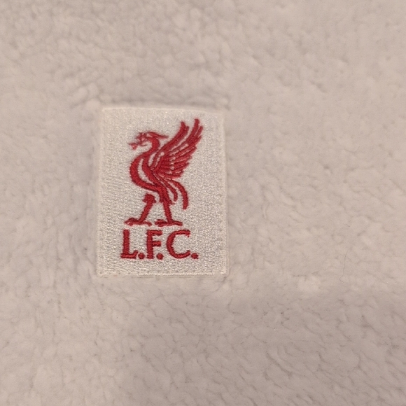 Liverpool Football Club White Fleece Hoodie with Red Logo - Picture 2 of 6
